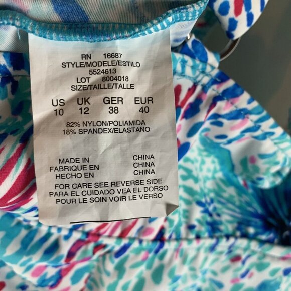 Swim Solutions Triple Tier Tankini Top Women's 10 Multicolor Floral Reef Summer - Picture 5 of 6